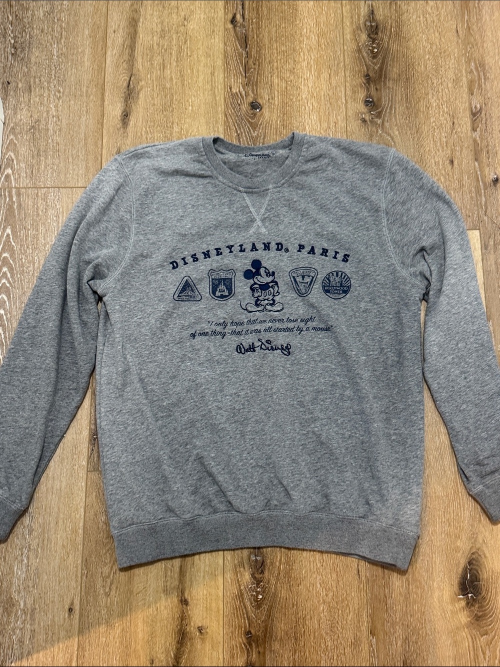 Disney Disneyland Paris Gray Crewneck Sweatshirt with Mickey Graphic